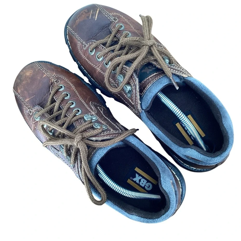 GBX Shoe Boots Punk Brown Leather Chunky Lace Up 041517 Men's Size US 12 M